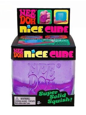 💜🆕 PURPLE NeeDoh Nice Cube Sensory Toy Stress Relief Square by Schylling 💜🧊
